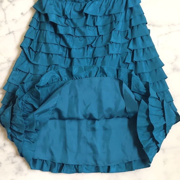 NWT. The Limited Fully lined teal color strapless ruffle tiered dress. - Picture 5 of 8